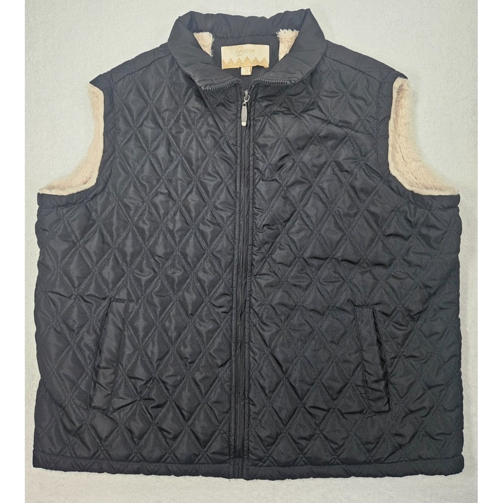 Bestow Men's Puffer Vest Size 2X – Black Fleece Lined Zip-Up